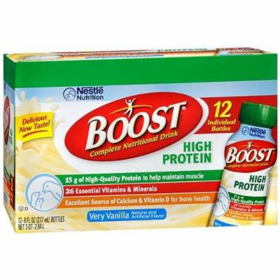 Boost High Protein Complete Nutritional Drink, 8 oz Bottles, Very Vanilla 12 ea
