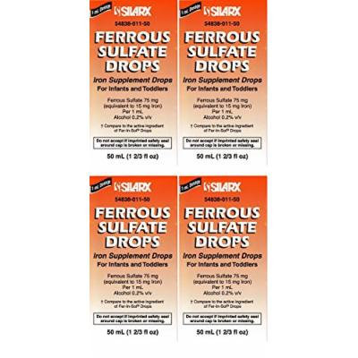 Ferrous Drops Iron Supplement Peppermint Flavor Generic for Enfamil Fer-In-Sol Iron Supplement Drops for Infants, Toddlers & Children Measuring Dropper Included 50 ml per Bottle Pack of 4