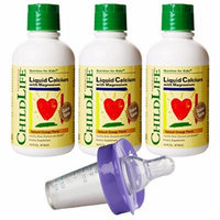 Child Life Liquid Calcium/Magnesium, 16 Fl.Oz. (474 mL) - 3 Pack with Medicator Medicine Dispenser