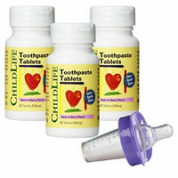 Child Life Toothpaste Tablets - 60 Tablets (500mg) (Pack of 3) with Medicator Medicine Dispenser