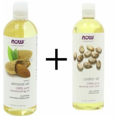 Bundle: Now Foods Almond Oil, 16 oz. PLUS Now Foods Castor Oil, 16 oz.