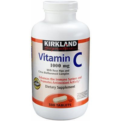 Kirkland Vitamin C with Rose Hips and Citrus Bioflavonoid Complex (1000 mg), 500-Count Tablets (Pack of 2)