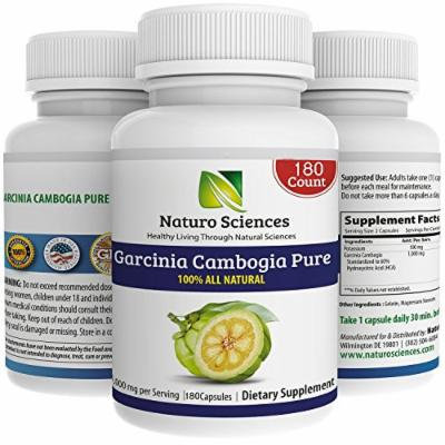 Garcinia Cambogia Pure Extract BIG SIZE By Naturo Sciences - Best Quality All Natural Health Supplement - Live for Your Body - 180 Count, 1000mg Per Serving, 90 Servings