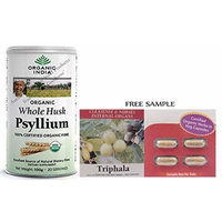 Organic India Whole Husk Psyllium (Isabgol) - 100g (3.6 Oz) - With Free Gift Samples and Free Shipping