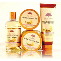 Tree Hut Shea Moisturizing Almond & Honey Set: Body Wash, Sugar Scrub, Lotion, & Body Butter