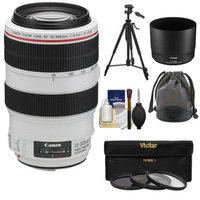 Canon EF 70-300mm f/4-5.6 L IS USM Zoom Lens + 3 UV/ND8/CPL Filters + Tripod Kit for EOS 6D, 70D, 5D Mark II III, Rebel T3, T3i, T4i, T5, T5i, SL1 DSLR Cameras
