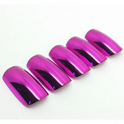 Bling Art False Nails French Manicure Metallic Purple Lust 24 Medium Tips UK