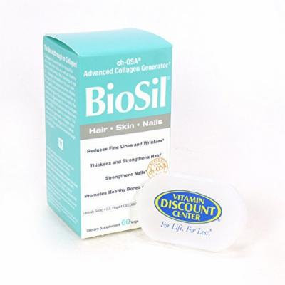 Bundle - 2 Items: 1 Bottle of Biosil Hair Skin Nails By Natural Factors - 60 Vegetarian Capsules and 1 VDC Pill Box