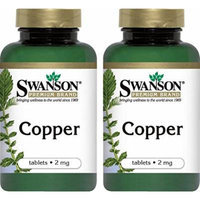 Swanson Premium Copper Mineral Supplement 2mg -- 300 Tablets (2 Bottles each of)