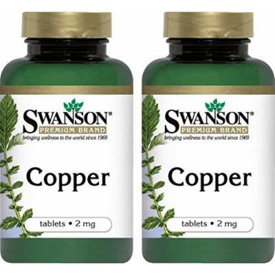 Swanson Premium Copper Mineral Supplement 2mg -- 300 Tablets (2 Bottles each of)