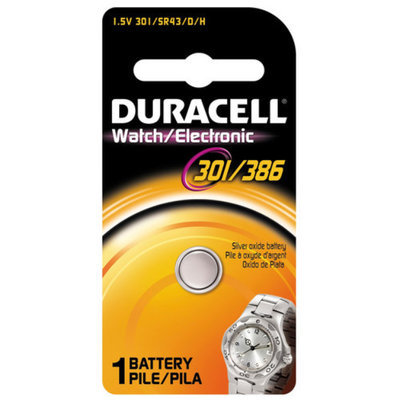 Duracell D301/386PK08 1.5 Volt Silver Oxide 301/386 Watch Electronics Battery