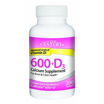 21st Century 600 mg Plus D Calcium Supplement, 200 Count