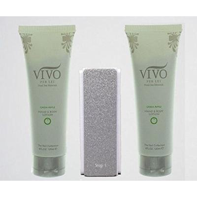 Vivo Per Lei Dead Sea Minerals Hand & Body Lotion - Green Apple, 4 oz/ 120 ml Set of 2 With One Nail BUffer
