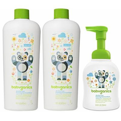 Babyganics Alcohol-Free Foaming Hand Sanitizer Pump Bottle with 32 Ounce Refill Kit