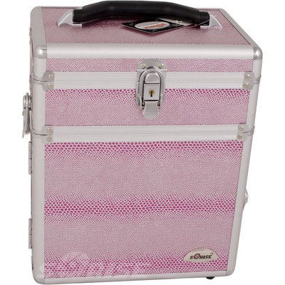 Sunrise 2-in-1 Cosmetic and Jewelry Storage Travel Case in Pink Snake