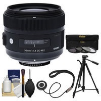 Sigma 30mm f/1.4 ART DC HSM Lens (for Nikon Cameras) with 3 UV/CPL/ND8 Filters + Tripod + Kit
