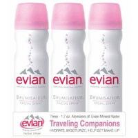 Evian Spray Brumisateur Natural Mineral Water, Travel Trio