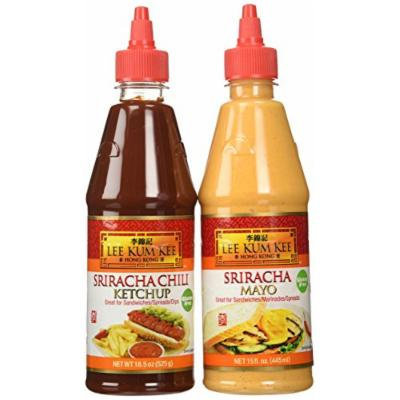Lee Kum Kee Gluten Free Sriracha Condiment 2 Flavor Variety Bundle: (1) Lee Kum Kee Sriracha Mayo, and (1) Lee Kum Kee Sriracha Chili Ketchup, 15-18.5 Oz. (2 Bottles Total)