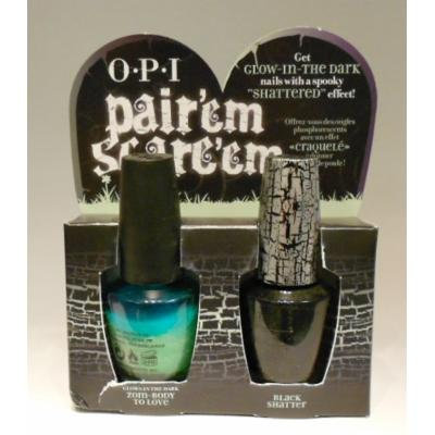 opi halloween 2011 pair'em scare'em **black shatter AND zoom-body to love(glows in the dark)**