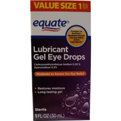 Lubricant Gel Drops for Moderate-Severe Dry Eye Relief 1oz by Equate, Compare to GenTeal