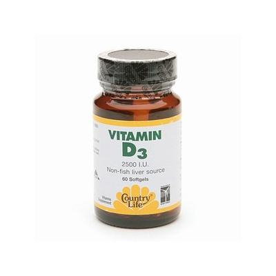 Country Life Vitamin D3 2500 I.U. Non-Fish Liver Source Softgels 60 ea