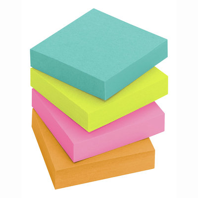 Post-it(R) Miami Collection Super Sticky Notes, 1 7/8in. x 1 7/8in, Assorted Colors, 90 Sheets Per Pad, Pack Of 8 Pads