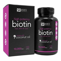 Biotin 10,000mcg in Cold-Pressed Organic Coconut , Non-GMO & Gluten Free - 120 Mini Veggie Softgels
