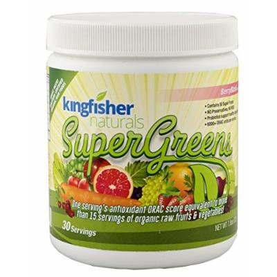 KingFisher Naturals SuperGreens - Loaded with 50 Super Foods, Certified Vegan, 225g Powder, 30 Day Supply
