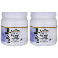 Swanson Premium 100% Pure Brewer's Yeast Powder GMO-Free (Two Jars each of 16 Ounces)