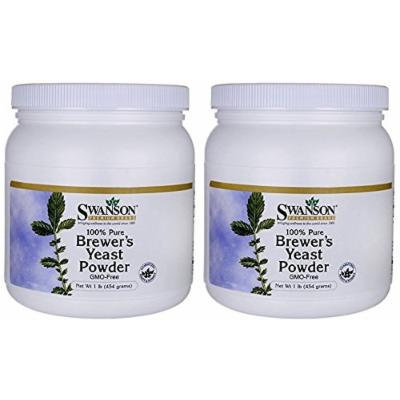 Swanson Premium 100% Pure Brewer's Yeast Powder GMO-Free (Two Jars each of 16 Ounces)