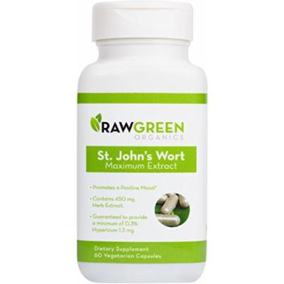 Raw Green Organics - St. John's Wort Maximum Extract - Promotes a Positive Mood - 60 Vegetarian Capsules