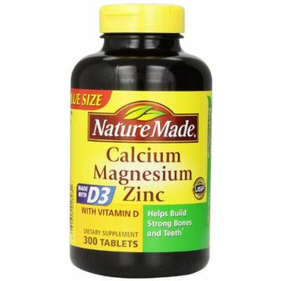 Nature Made Calcium Magnesium Zinc Tablets with Vitamin D, New Mega Size Package 4 Jars 300 Each