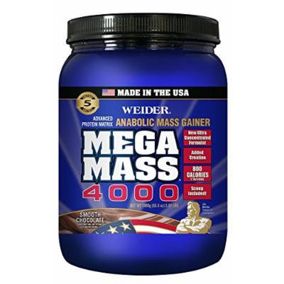 Weider MEGA MASS, Clean Anabolic Mass Gainer Formula, Smooth Chocolate, 3.96lbs