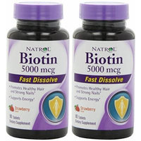 Natrol Biotin 5000 mcg Fast Dissolve Tablets, Strawberry, 90-Count (PCK 2)