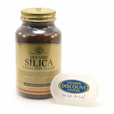 Bundle - 2 Items: 1 Bottle of Oceanic Silica 25 mg Vegetable Capsules By Solgar - 100 Count and 1 VDC Pill Box
