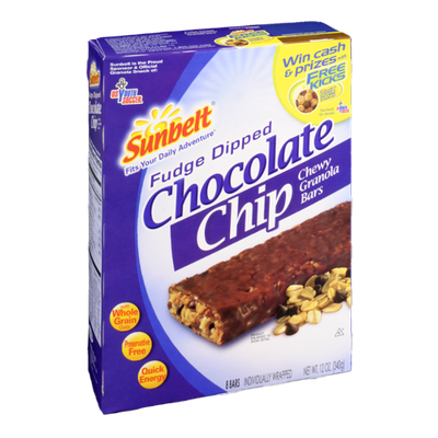 Sunbelt Fudge Dipped Chocolate Chip Chewy Granola Bars