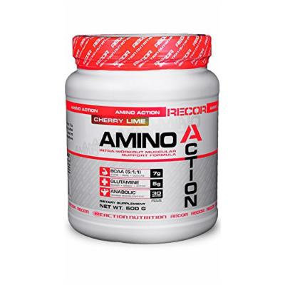 Reaction Nutrition Recor Amino Action Intra-Workout Muscular Support Formula, Cherry Lime, 500 Gram