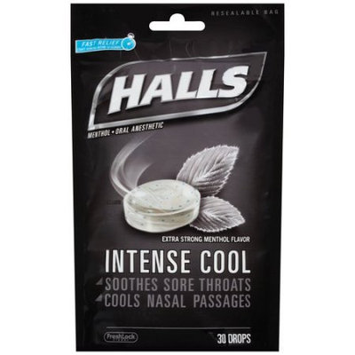 HALLS Intense Cool Oral Anesthetic Menthol Drops