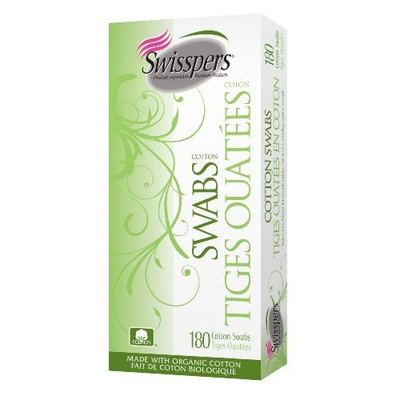 Organic Essentials Swisspers Organic Cotton Swabs On Wood Sticks, 180 Count