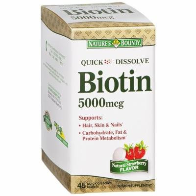 Natures Bounty Biotin Quick Dissolve Tablets, 5000 mcg, 45 Count Pack of 3