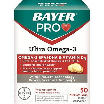 Bayer Pro Ultra Omega-3 Soft Gels, 50 Count (3 Pack)