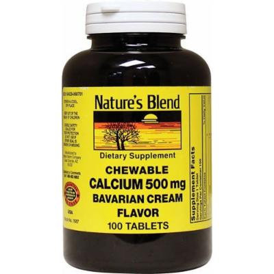 Nature`s Blend Calcium 500mg Chewable Tablets, Bavarian Cream Flavor, 100 CT(pack of 4)