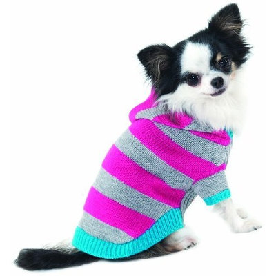 Fashion Pet Lookin Good Collegiate Striped Hoodie Sweater for Dogs, Medium, Pink
