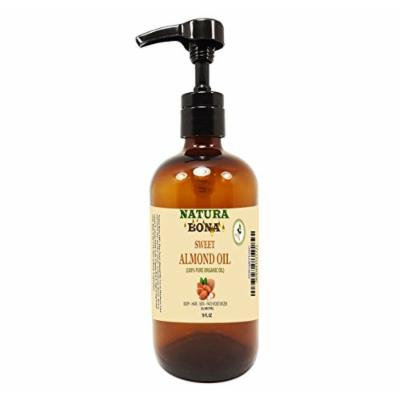 Organic Sweet Almond Oil 16 oz Pump Amber Glass Bottle - 100% Pure Cold-Pressed - Use for Aromatherapy, Skin & Hair Moisturizer