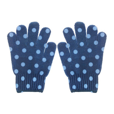 Spa Sister Bathing Gloves Navy with Blue Dots