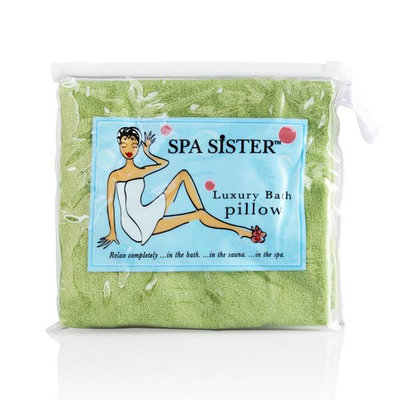 Spa Sister Luxury Inflatable Terry Bath Pillow Celery