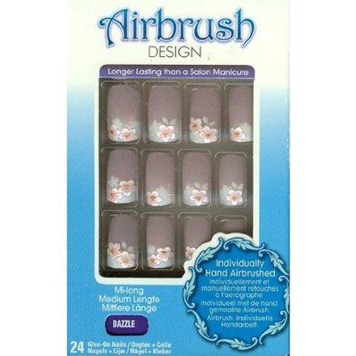 Kiss (2 Pack) Broadway nails Airbrush glass design medium length nail kit Dazzle BABN11