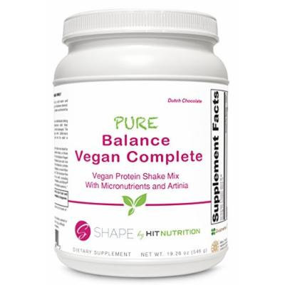 HIT Shape, Pure Balance Vegan Complete, Vegan Protein with a full serving of Daily Vitamins, Dutch Chocolate, 560 Gram