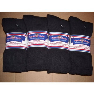 Physician's Choice DIABETIC SOCKS,12 PAIR,CREW 13-15,PLUS SIZE,BLACK,PHYSICIANS CHOICE