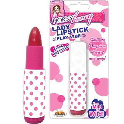 Hott Products Horny Honey Lady Lipsick Play Vibe, White With Pink Polka Dots
